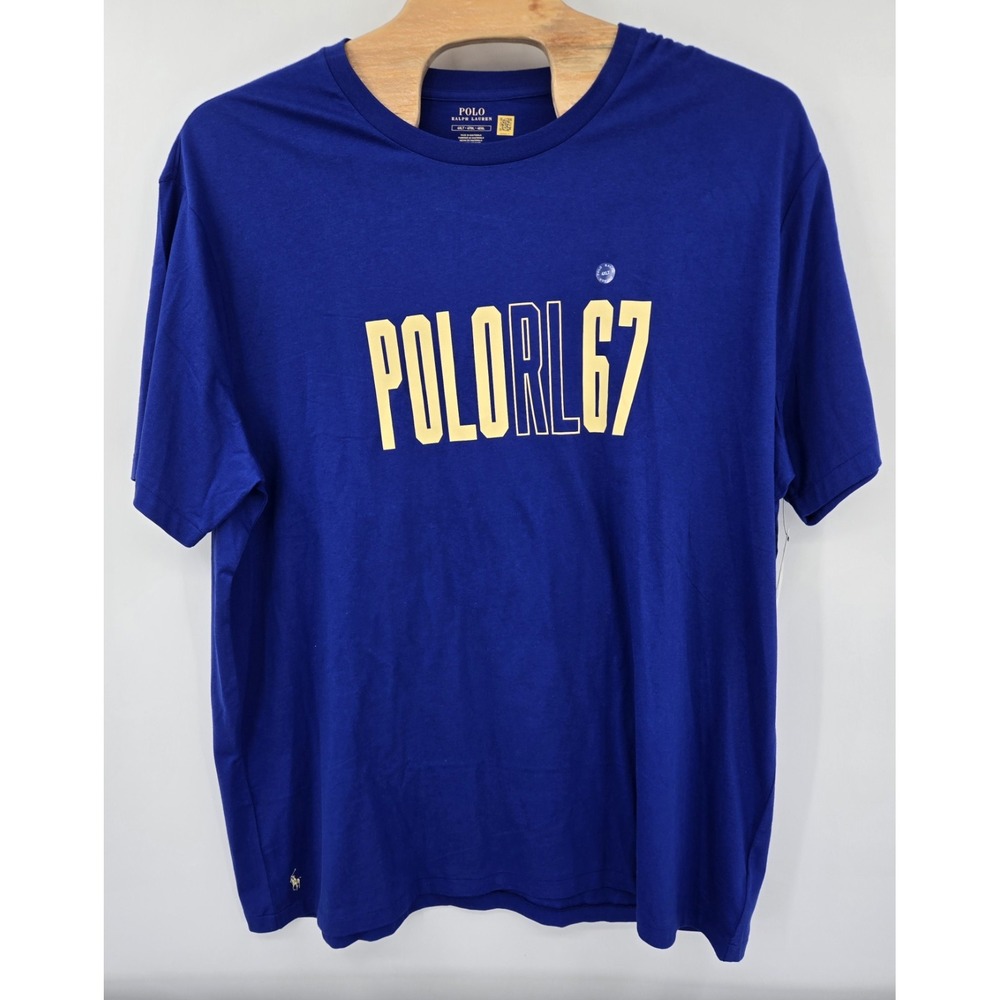 Polo Raulph Lauren Men's Size 4XLT BIg & Tall T Shirt RL 67 Print Blue
